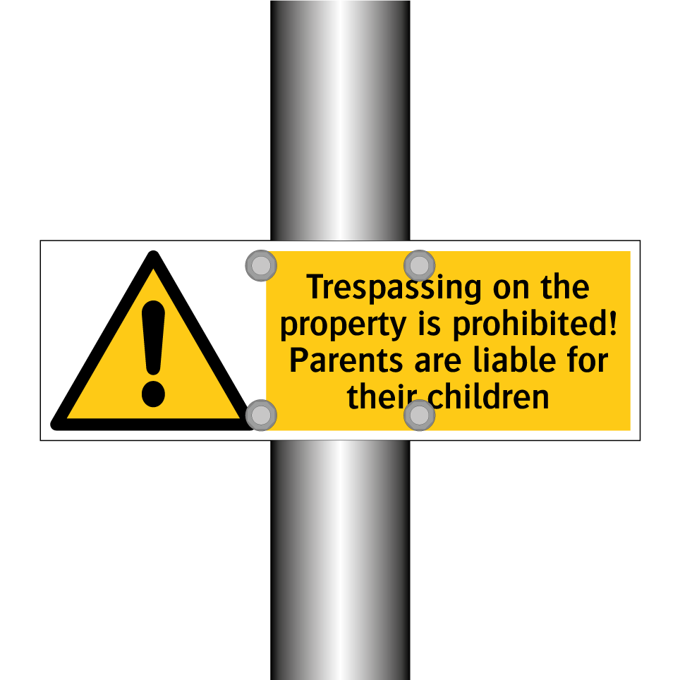 Trespassing on the property is prohibited! Parents are liable for their children