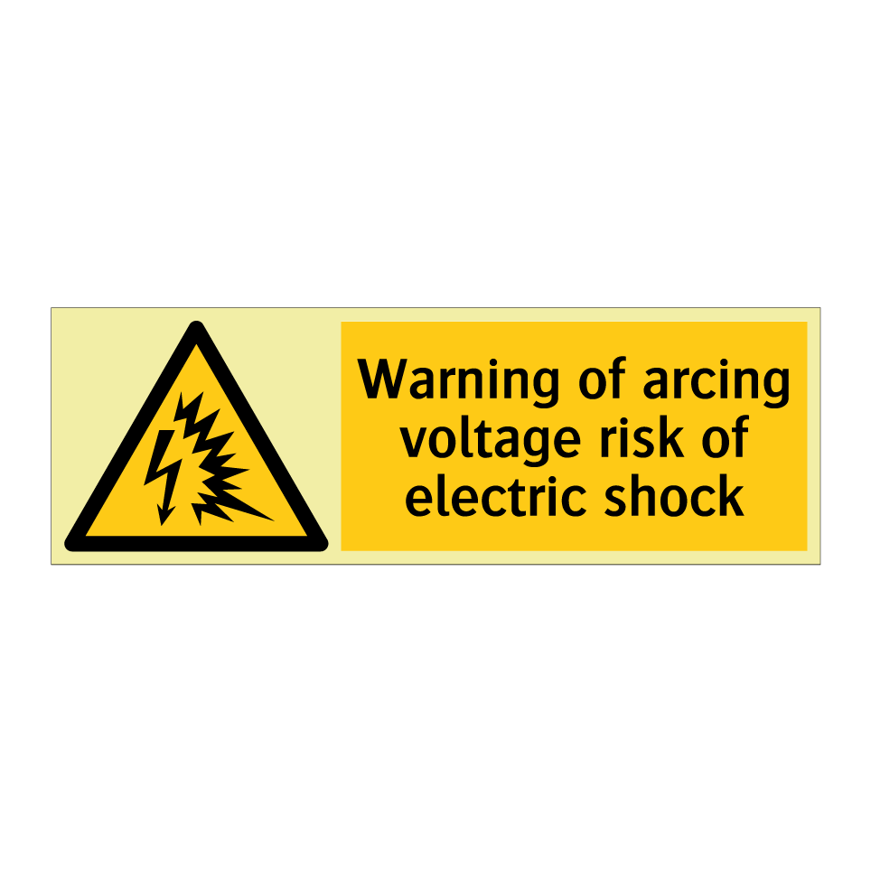 Warning of arcing voltage risk of electric shock