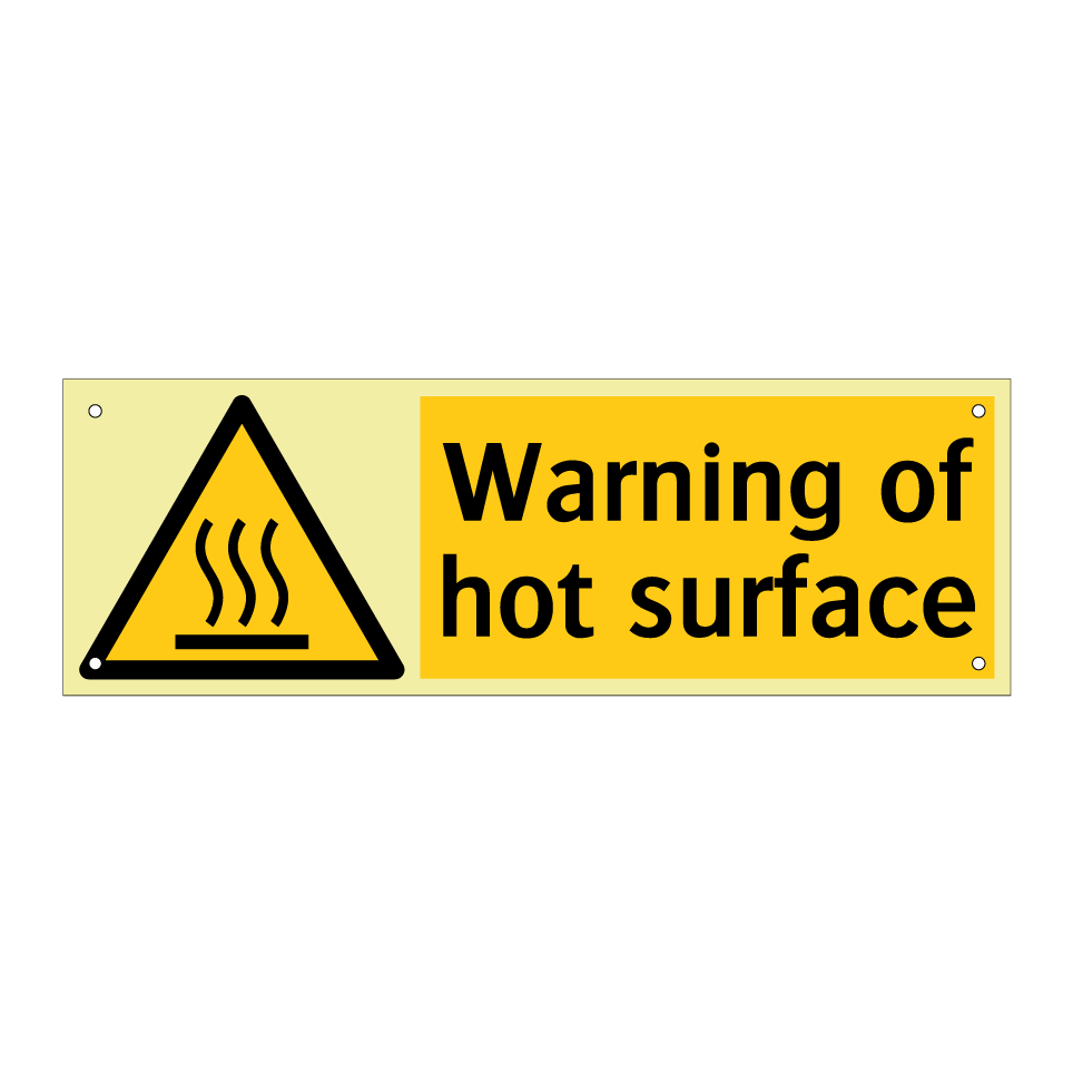 Warning of hot surface