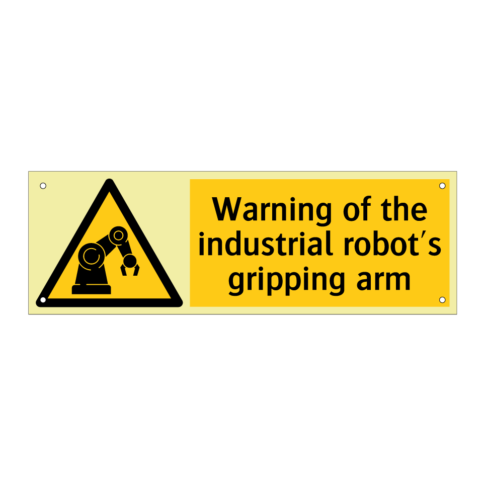 Warning of the industrial robot's gripping arm
