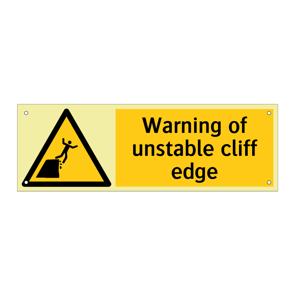 Warning of unstable cliff edge