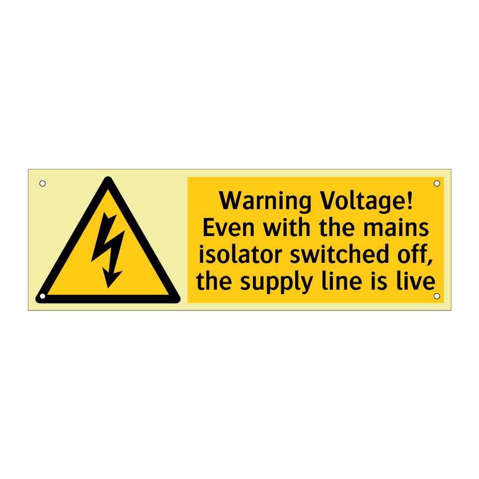 Warning Voltage! Even with the mains isolator switched off, the supply line is live