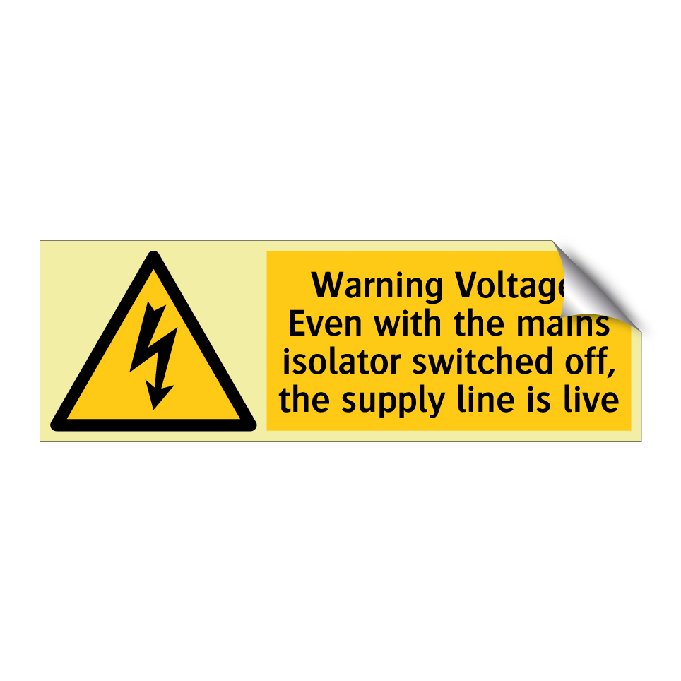 Warning Voltage! Even with the mains isolator switched off, the supply line is live
