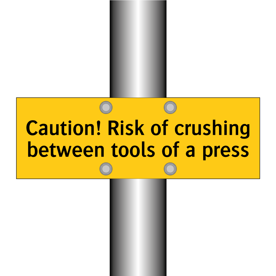 Caution! Risk of crushing between tools of a press