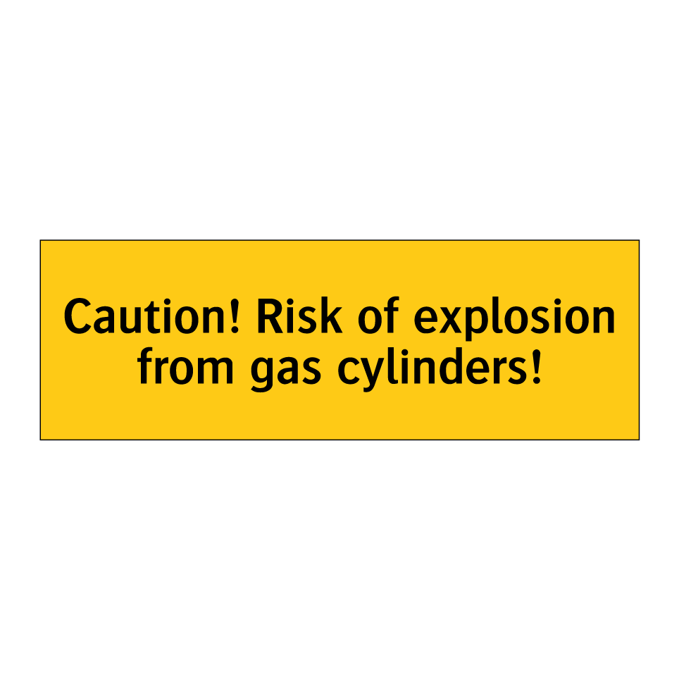 Caution! Risk of explosion from gas cylinders!