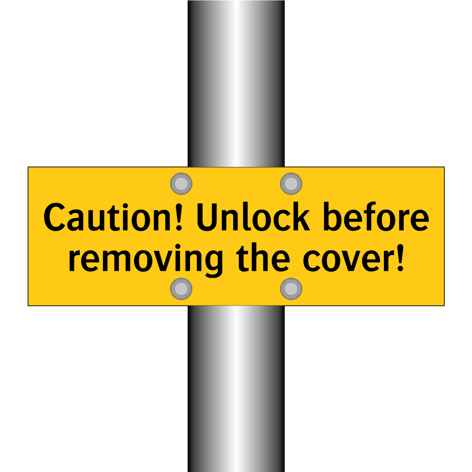 Caution! Unlock before removing the cover!