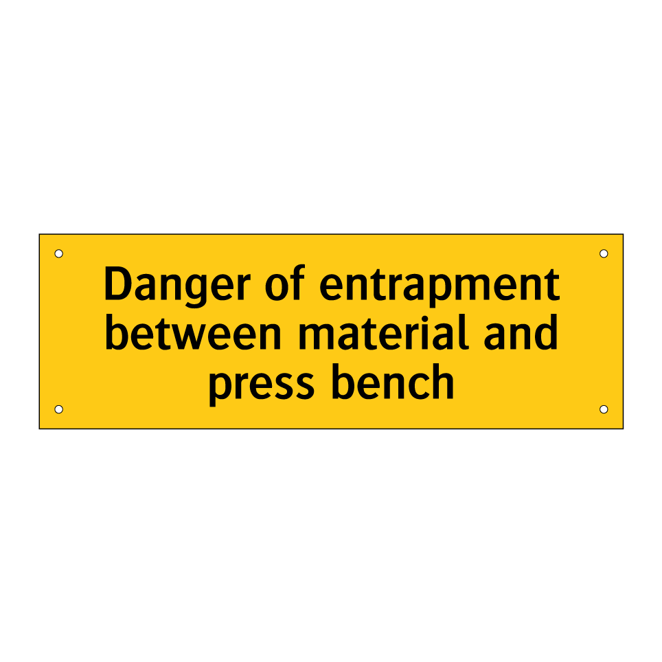 Danger of entrapment between material and press bench