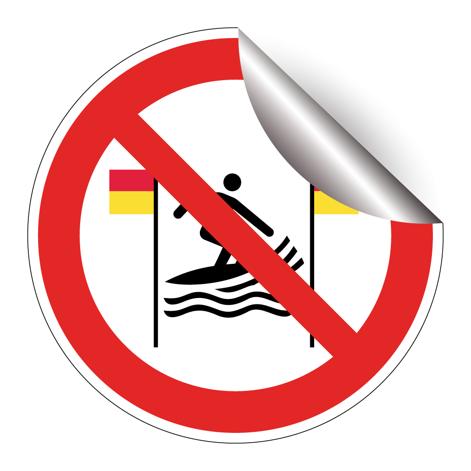 P064 No surfing between the red-and-yellow flags