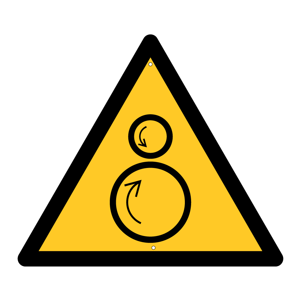 W025 Warning Counterrotating rollers