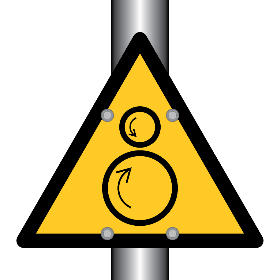 W025 Warning Counterrotating rollers