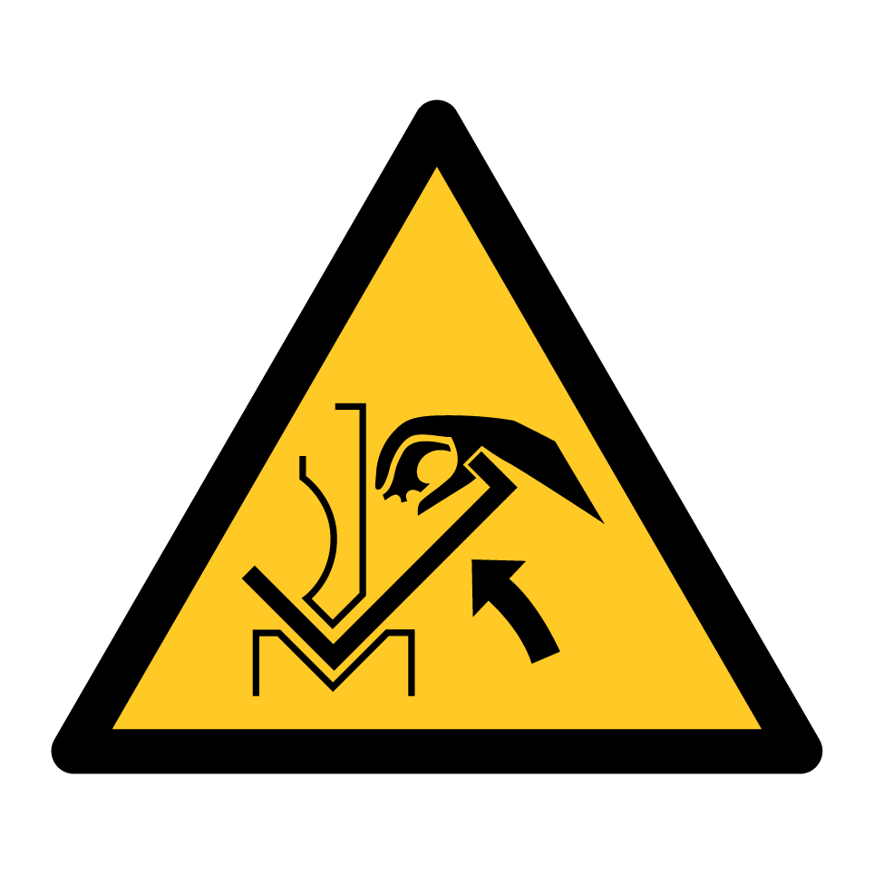 W031 Warning Hand crushing between press brake and material