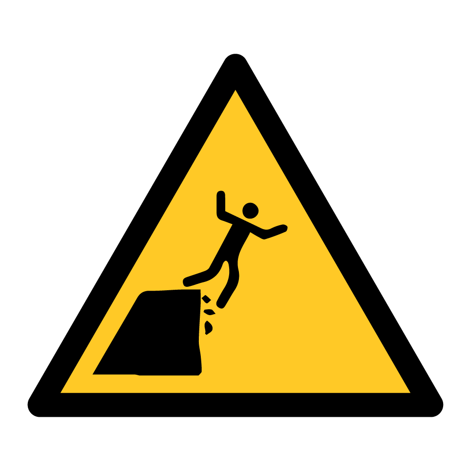 W052 Warning Unstable cliff edge