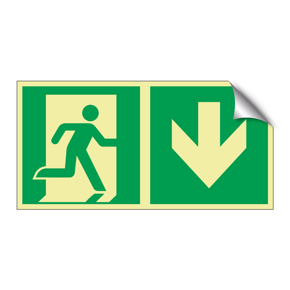 Emergency exit down with dividing line