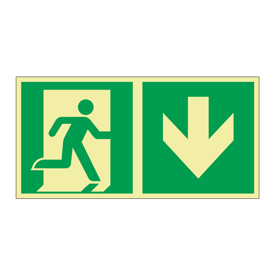 Emergency exit down with dividing line