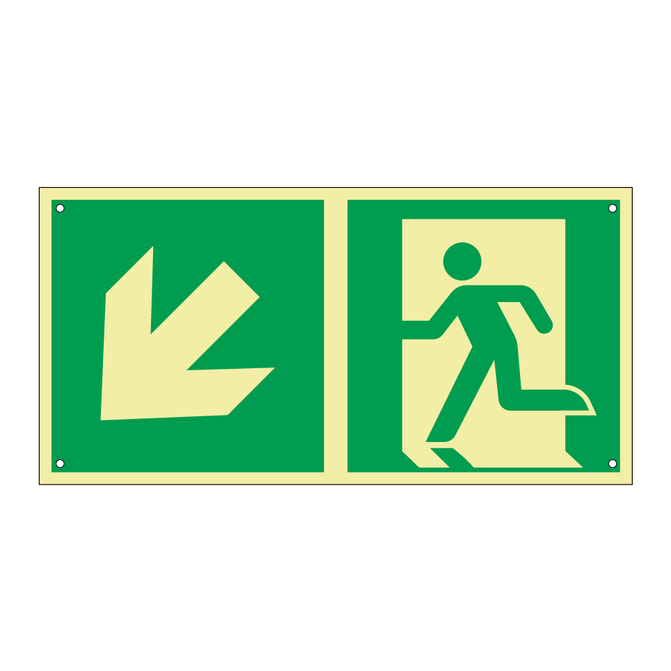Emergency exit down left with dividing line