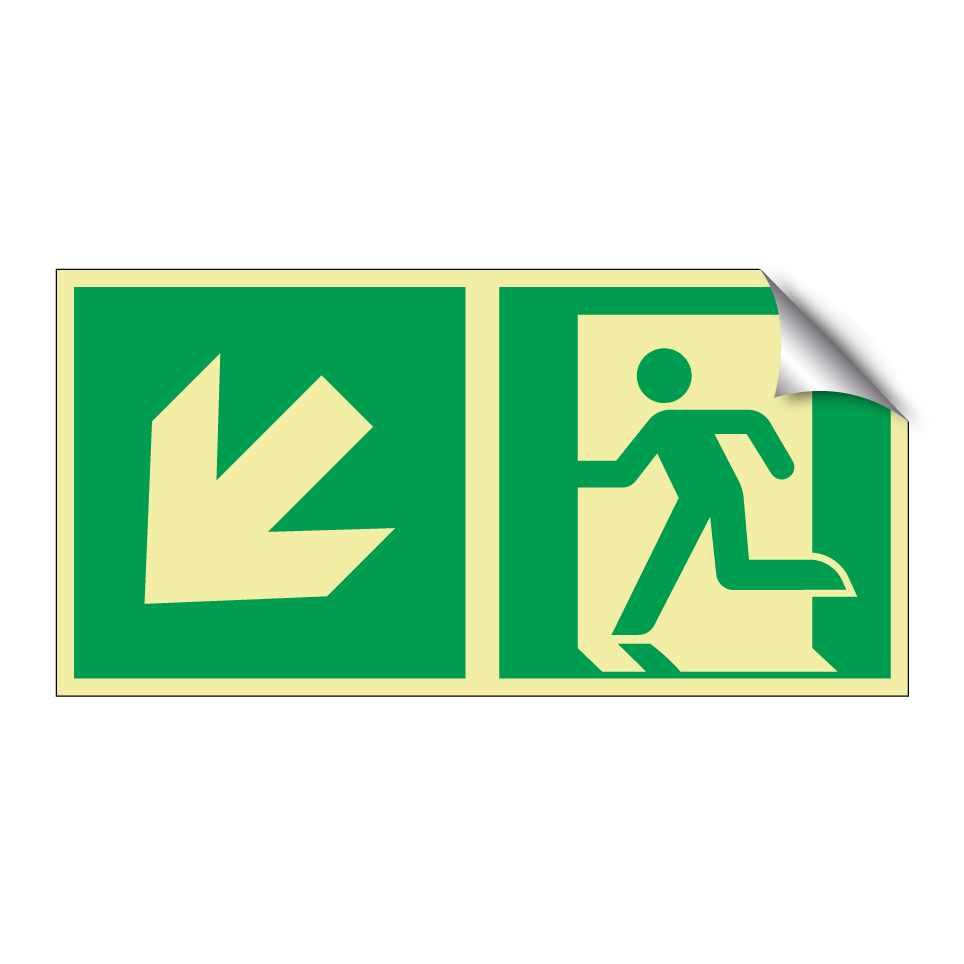 Emergency exit down left with dividing line