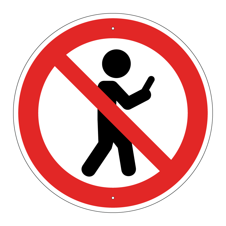 No walking while using mobile phone
