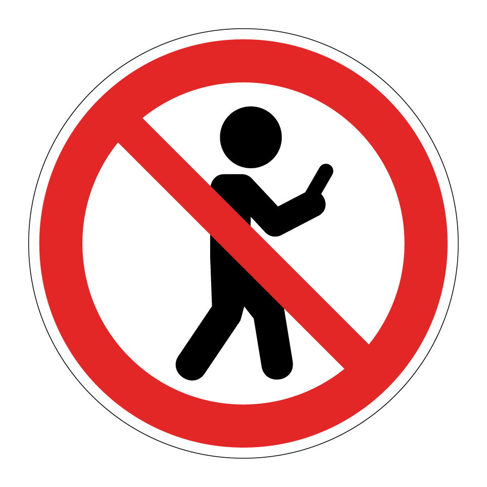 No walking while using mobile phone