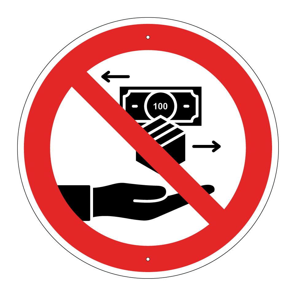 No cash transactions