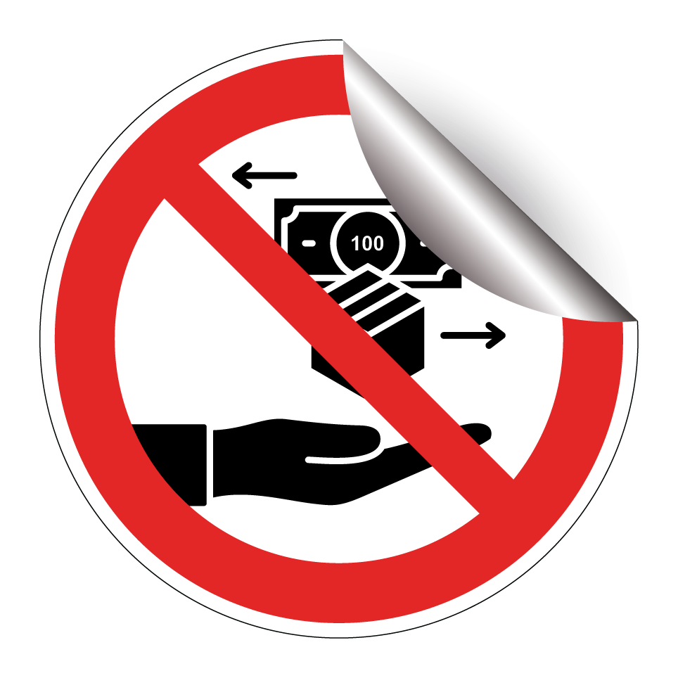 No cash transactions