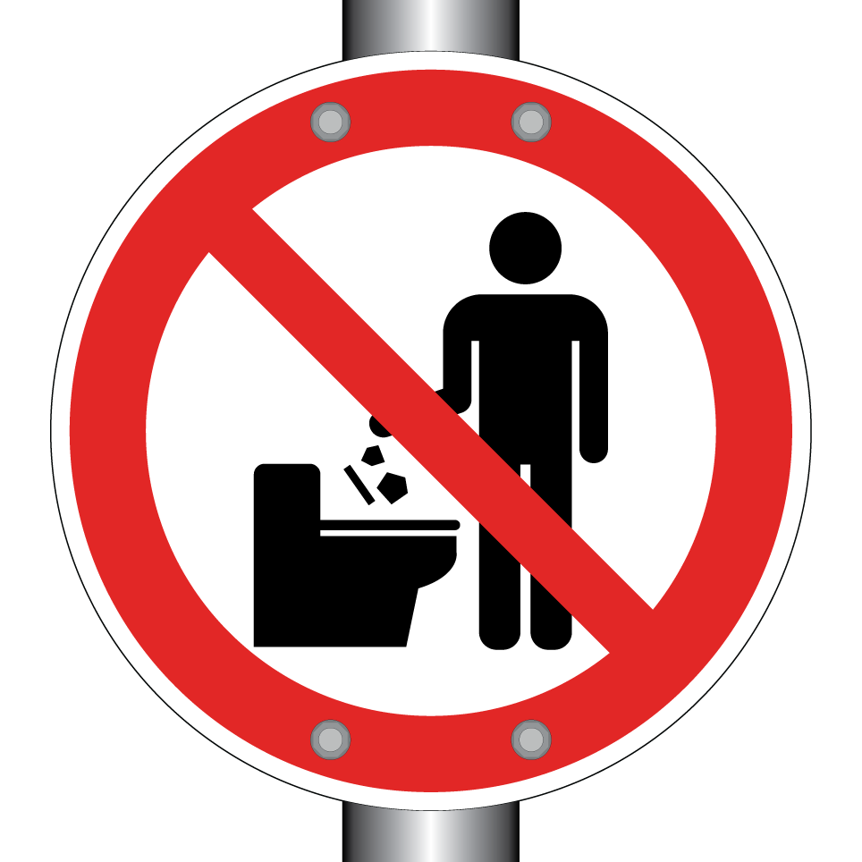 Do not throw objects in toilet