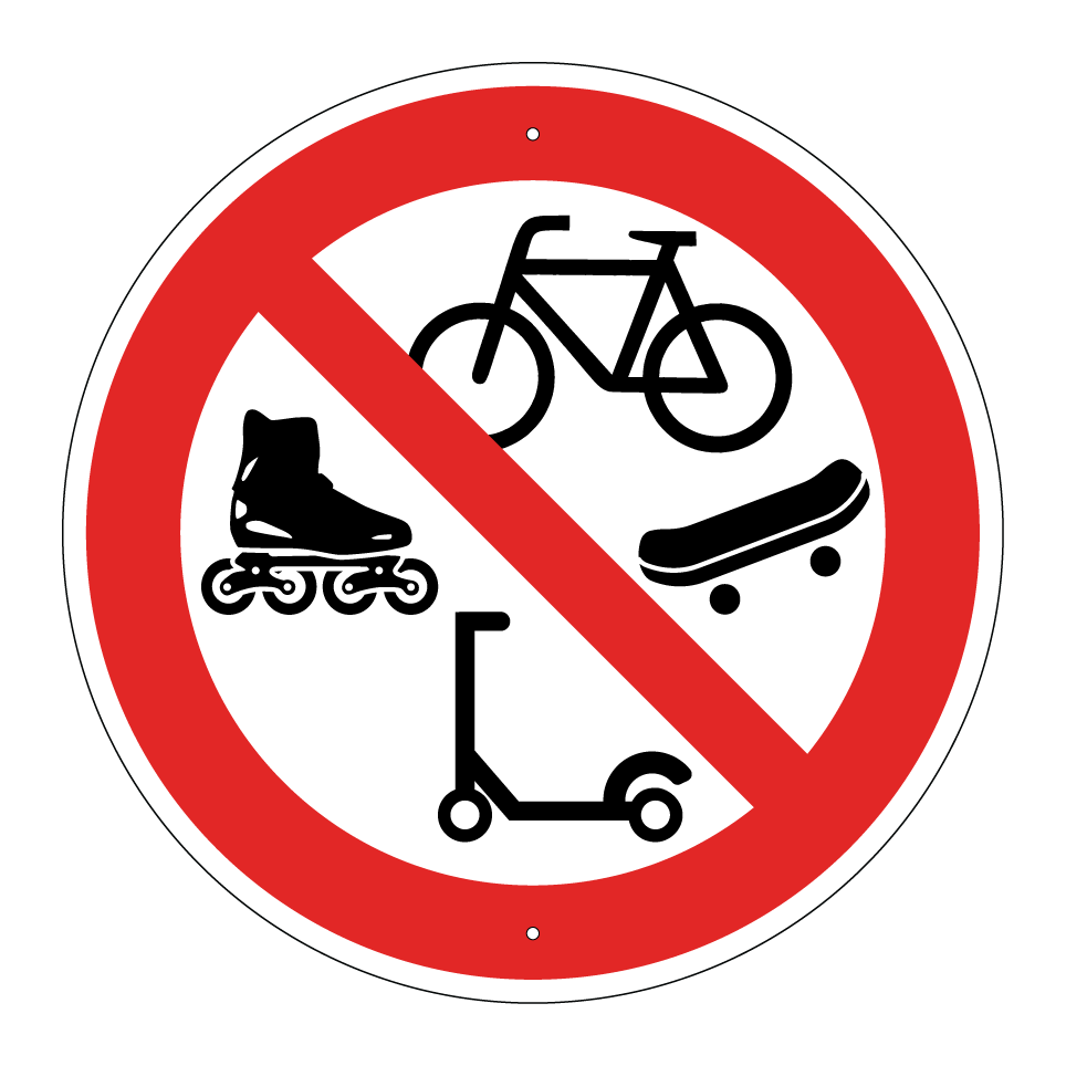 No bicycles, rollerblading , scooters or skateboards