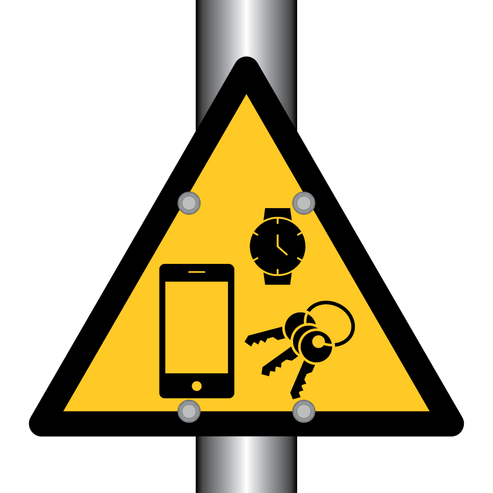 Warning magnetic field - remove metallic objects
