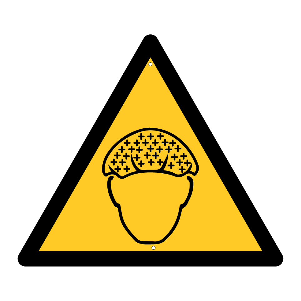 Warning hair protection required