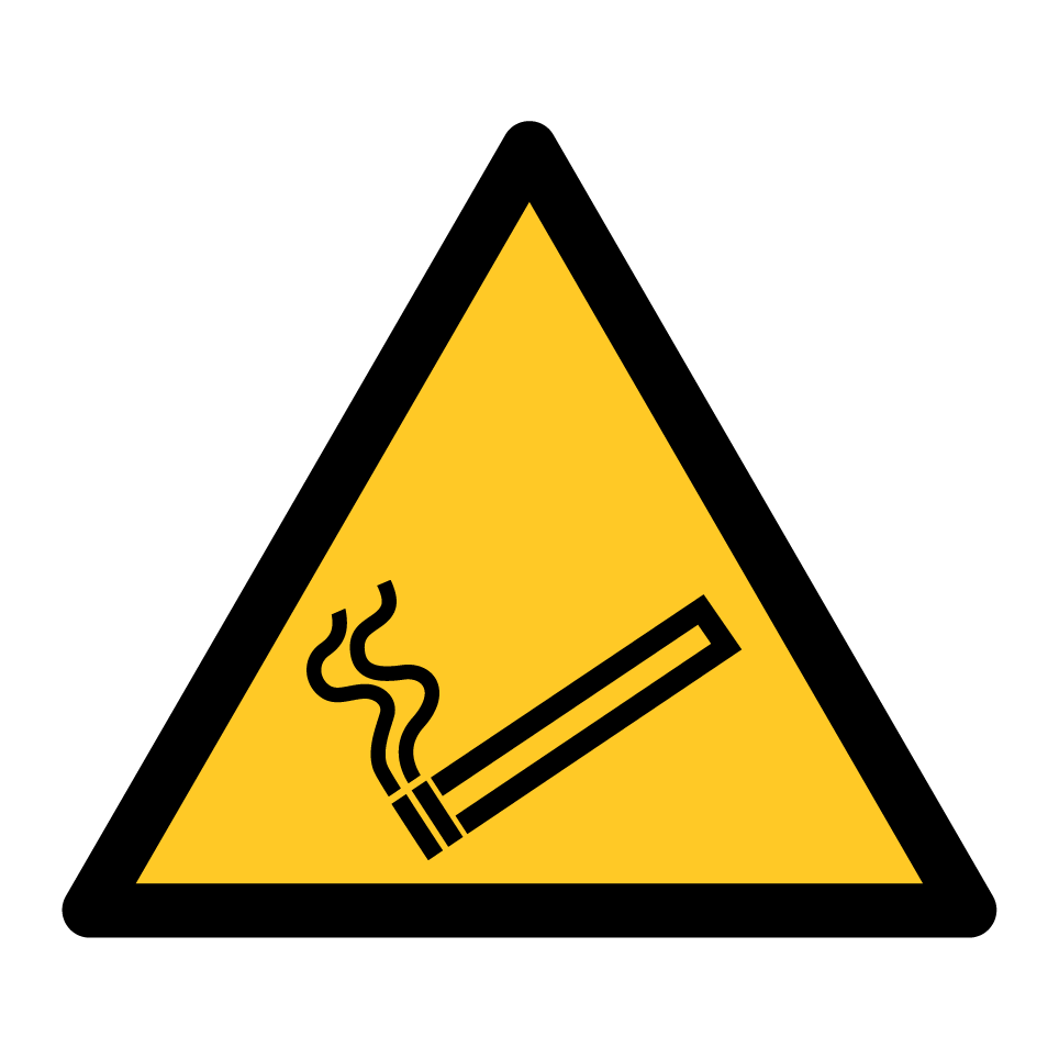 Warning smoking / Fire hazard due to smoking