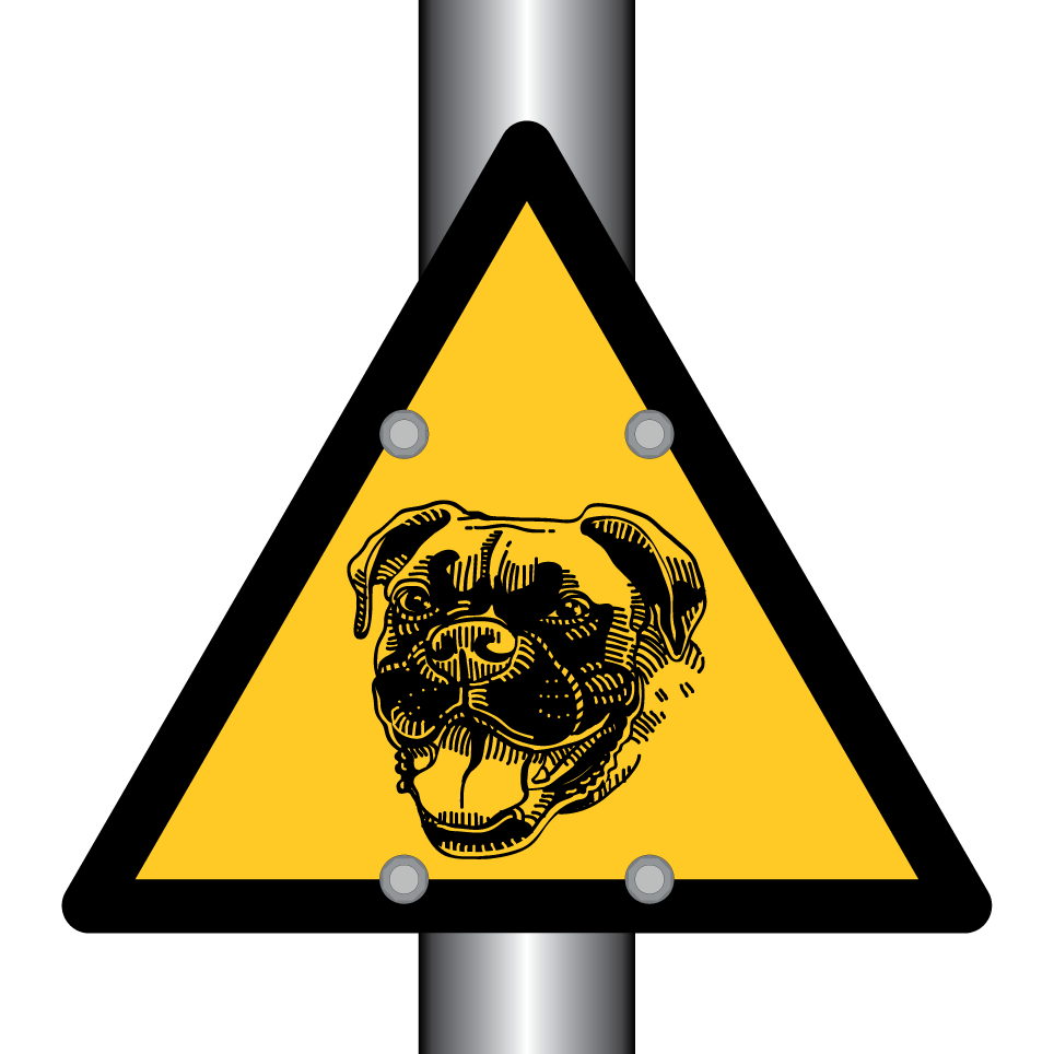 Warning boxer dog