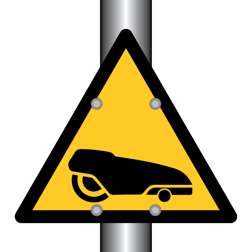 Warning robotic lawn mower