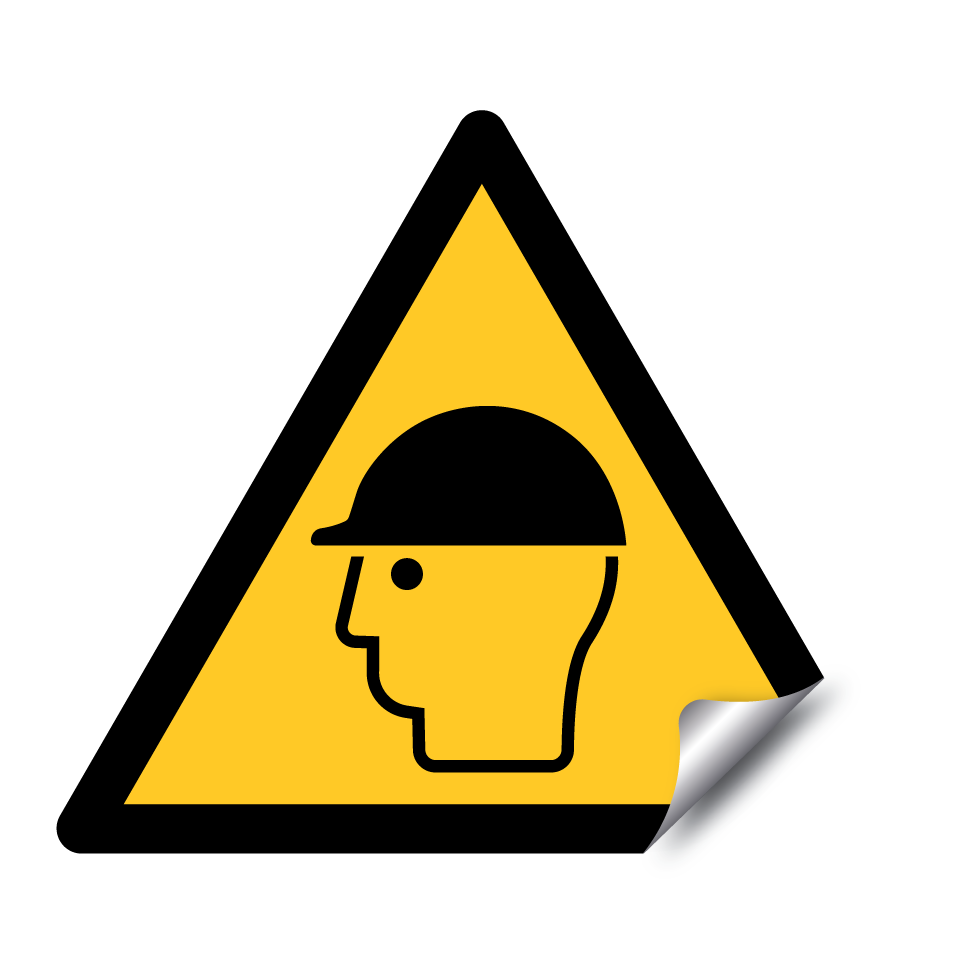 Warning head protection required