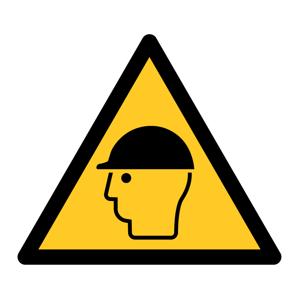 Warning head protection required