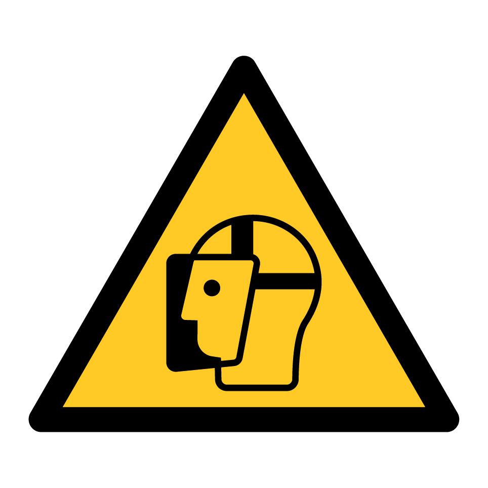 Warning face shield required