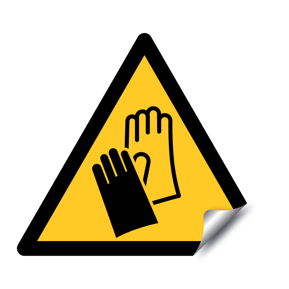 Warning protective gloves required